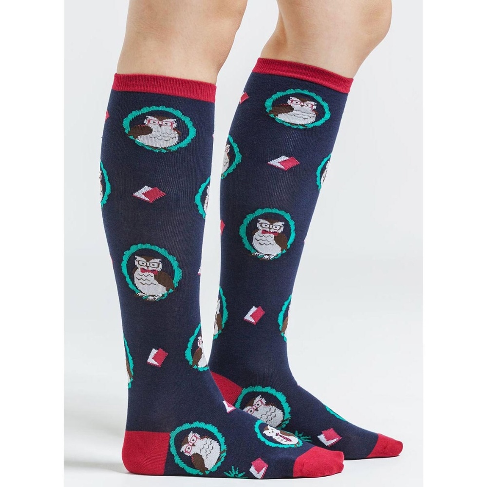 🔥SALE🔥 NEW Bookish Owl Cameos Knee Socks Nerd Bird Cute Novelty